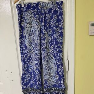 Blue Paisley Print Pants